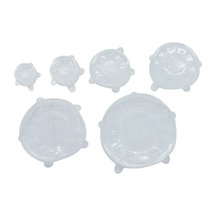 Lot de 6 couvercles de conservation en silicone étirable de 6 à 20 cm Fackelmann Basic