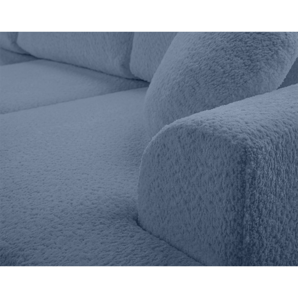 Candela - canapé d'angle gauche 4 places - convertible avec coffre - en tissu bouclette - Bleu