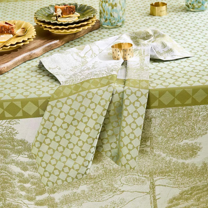 Serviette pur coton 220 g/m² motif jacquard vert Le sud vert