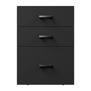 Lyra - Cassettiera Porta Stampante 3 Cassetti Mobiletto da Ufficio con Ruote in Legno MDF Nero