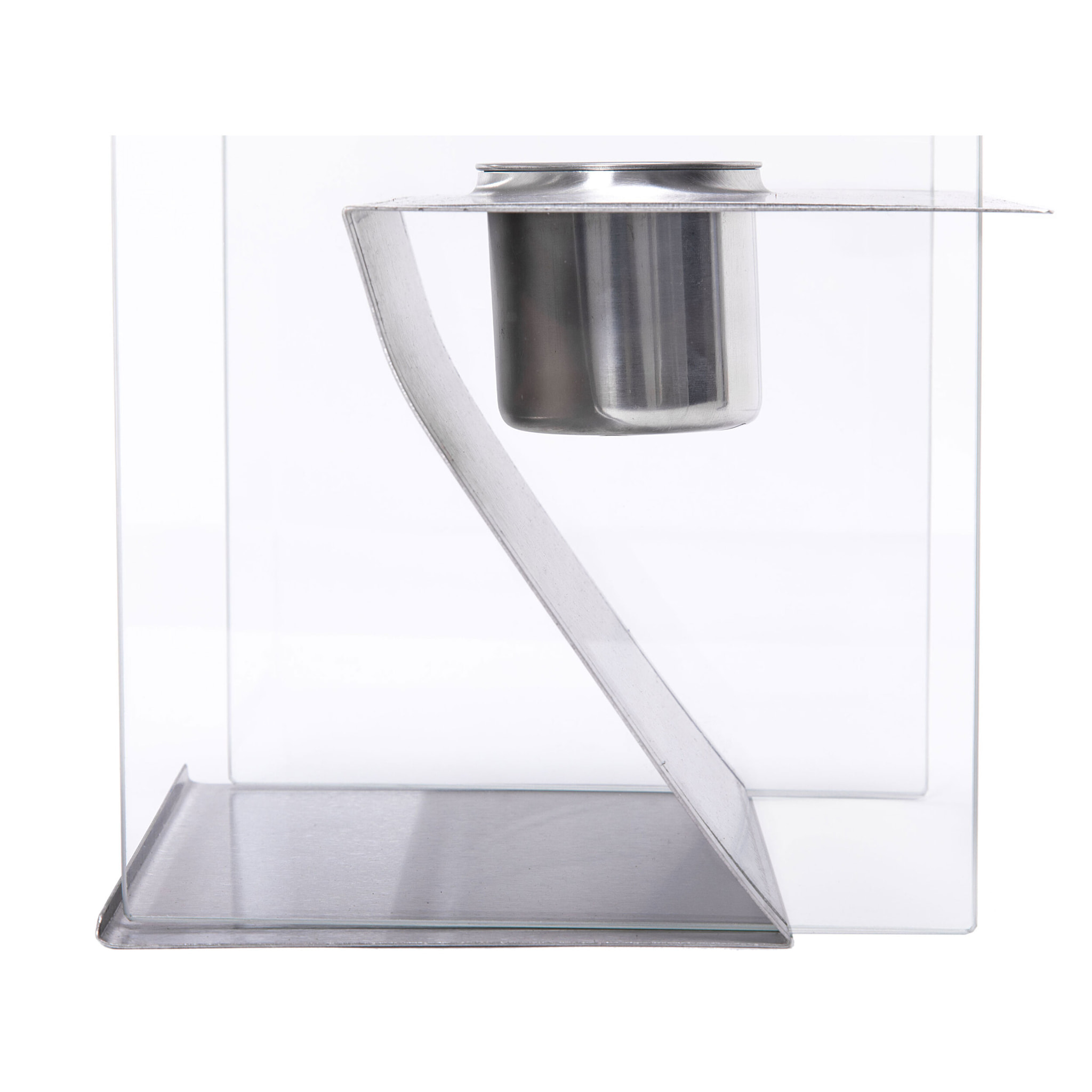 Cheminée de table à l'éthanol en acier inoxydable et verre trempé
