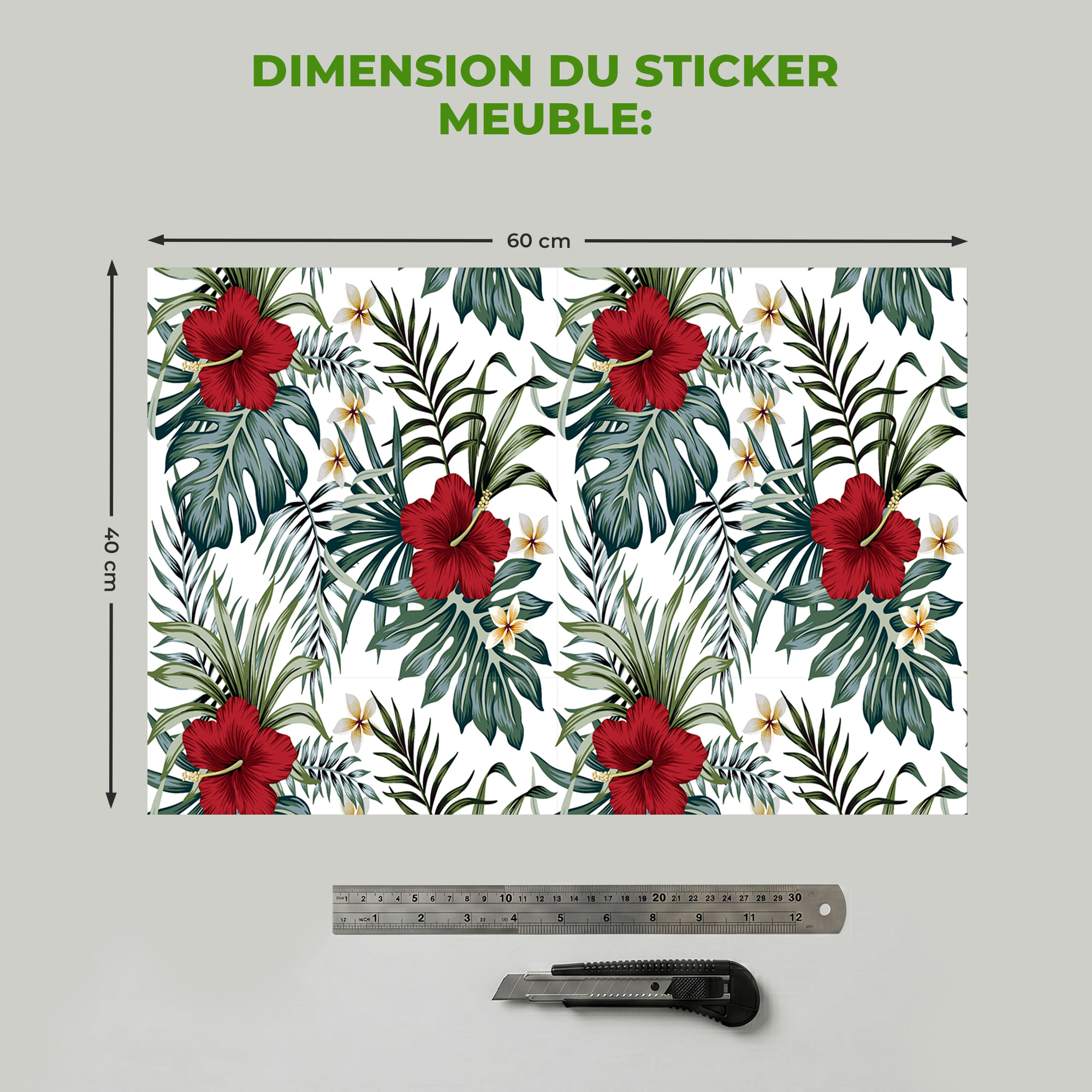 Sticker meuble tropical Machala 40 x 60 cm