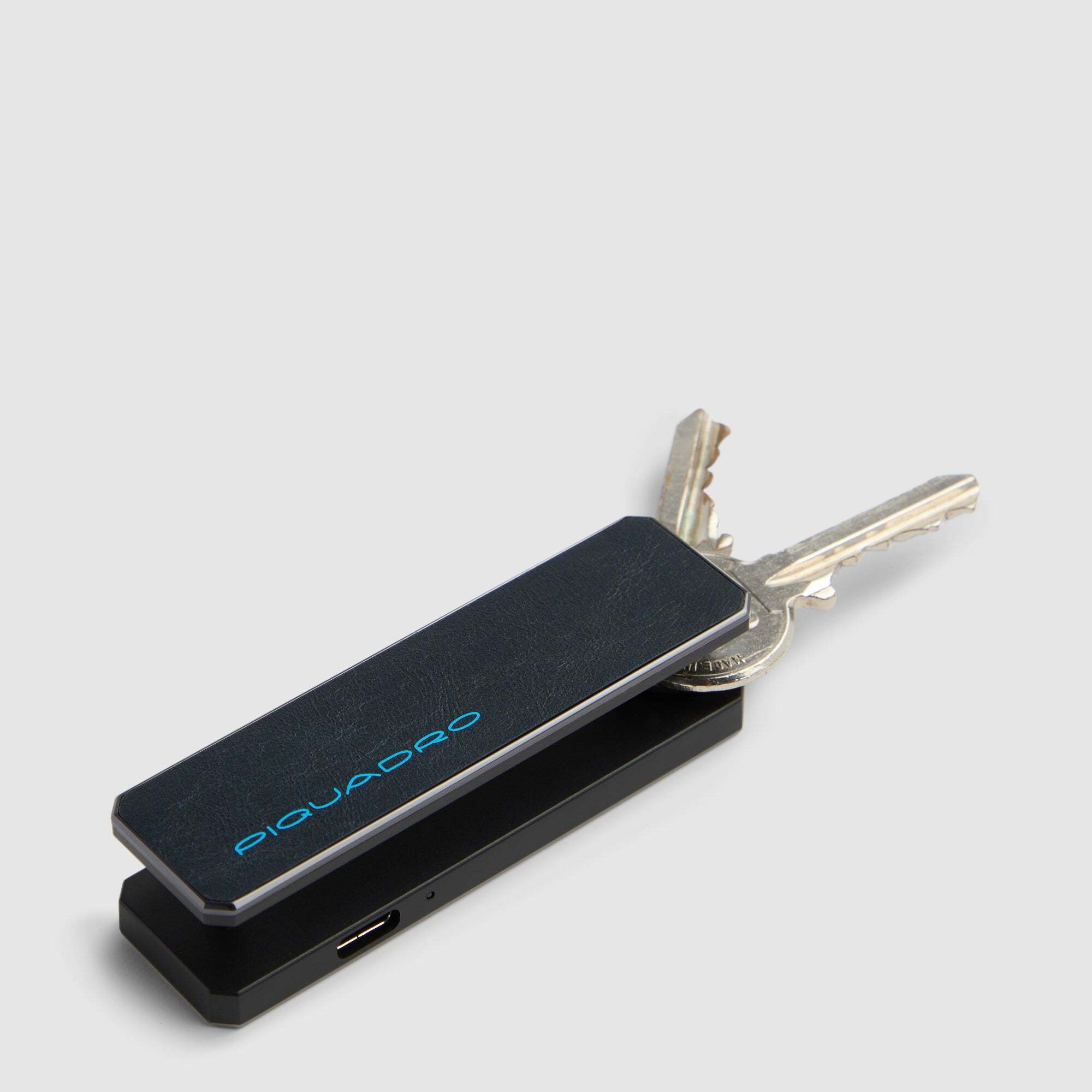 Piquadro Portachiavi personalizzabile in pelle con tracker