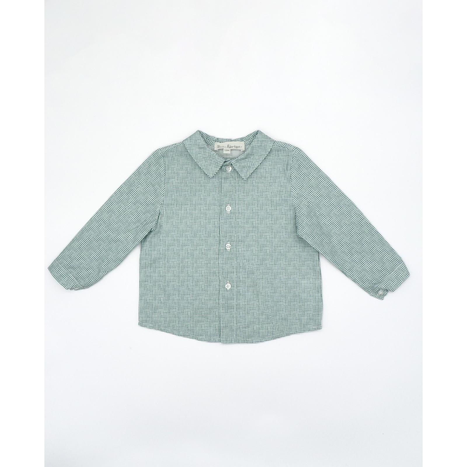 Camisa cuadro vichy verde y blanco