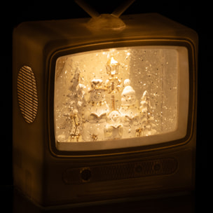 J-Line décoration Boule De Neige Television - plastique - blanc