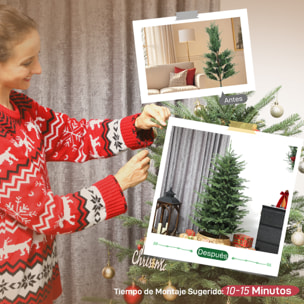 Árbol de Navidad Artificial 150 cm, Árbol de Navidad con 1186 Ramas Densas, Soporte Metálico Plegable, Fácil Montaje, para Salón, Interior, Verde