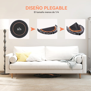 Trampolín de Fitness Adultos Ø114 cm, Cama Elástica Plegable con Mango Ajustable de 4 Niveles, Marco de Acero, para Entrenamiento Piernas, Cuerpo en Hogar, Oficina, Gimnasio, Naranja y Negro