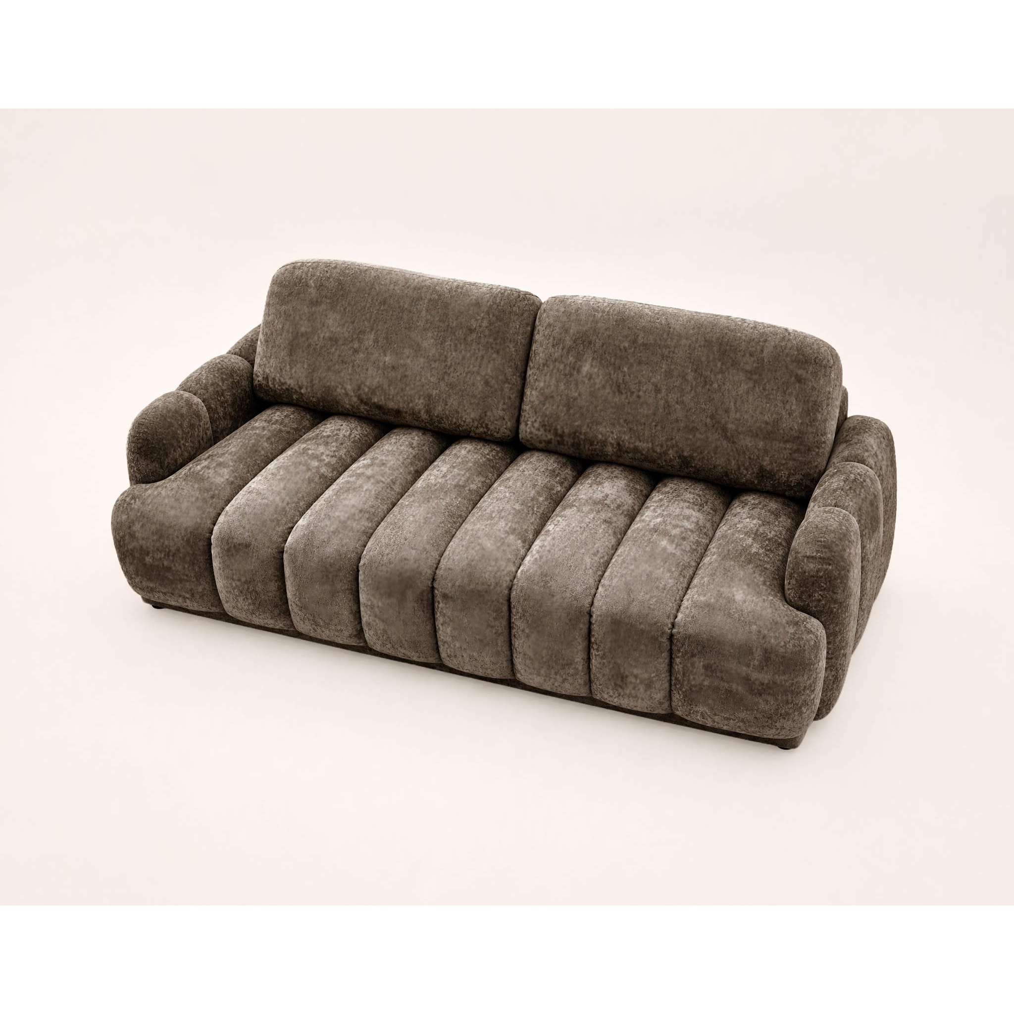 Silvia - Canapé droit 3 places convertible avec coffre - en tissu bouclette - Marron