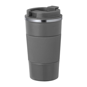 Vaso térmico en acero inox de doble pared y 400 ml de capacidad. Con dosificador en tapa y abrefácil, banda de silicona a juego y base antideslizante. Libre de BPA.