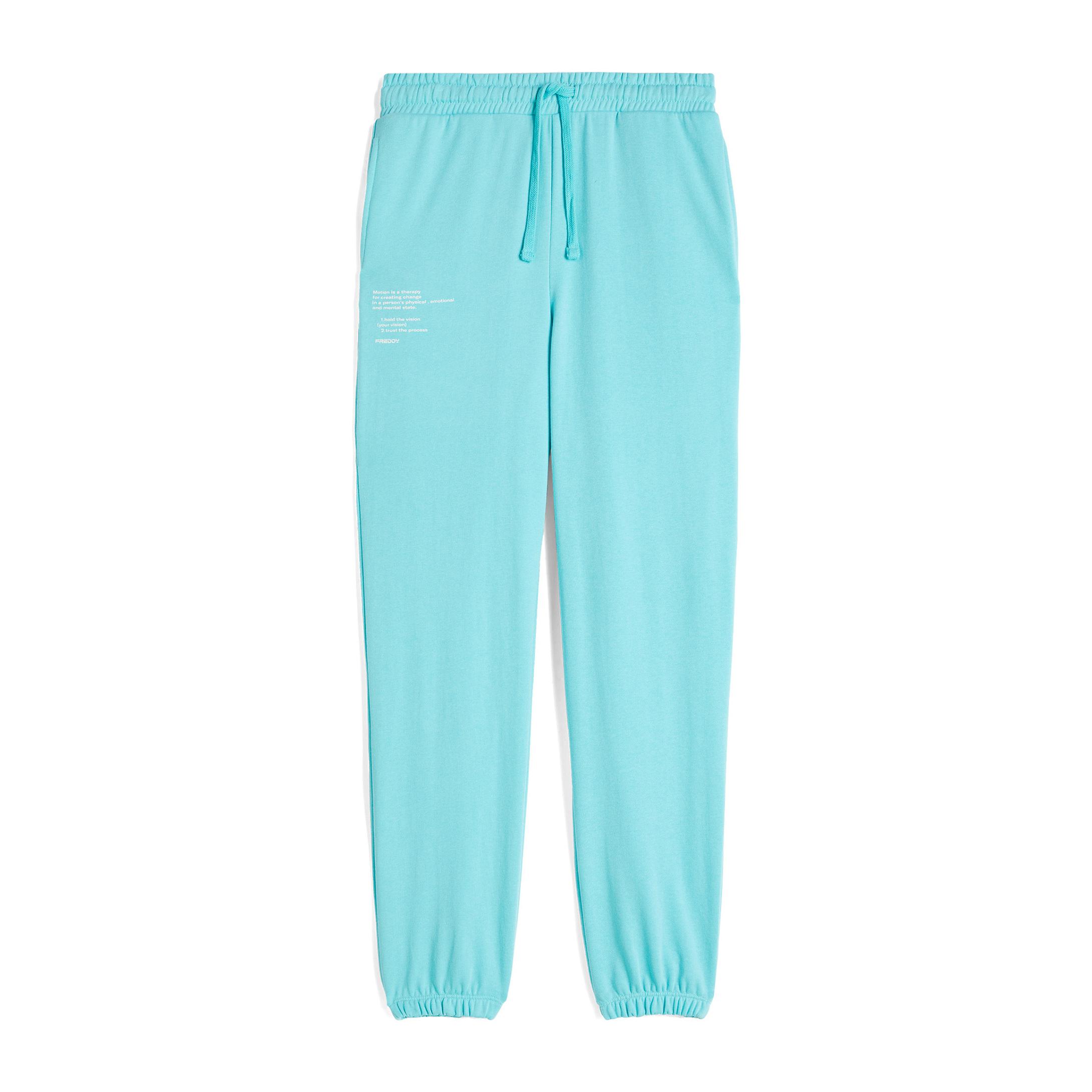 Pantaloni donna in french terry con stampa sul fianco