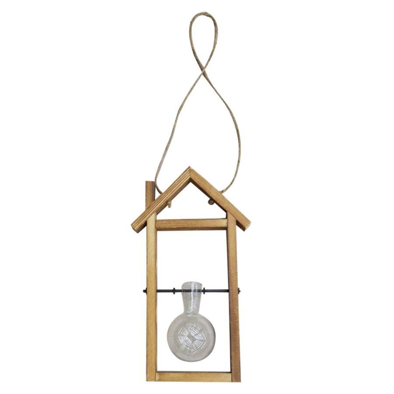 Portafiori in legno con vetro da 1 posto cm17x6,5h30