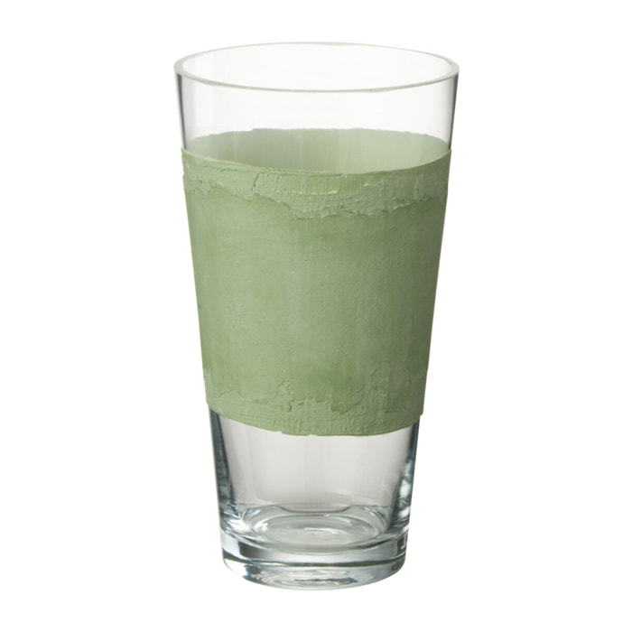 J-Line vase Delph - verre - transparent/vert - extra small - 25 cm de hauteur