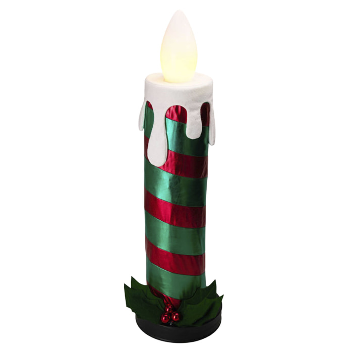 vela plegable de 90cm con luces de llama, color verde y con música