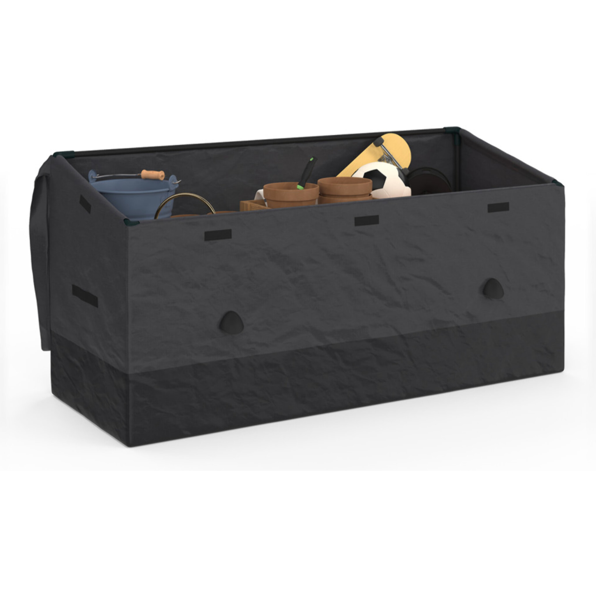 Coffre de rangement pour extérieur gris anthracite avec bâche 600L