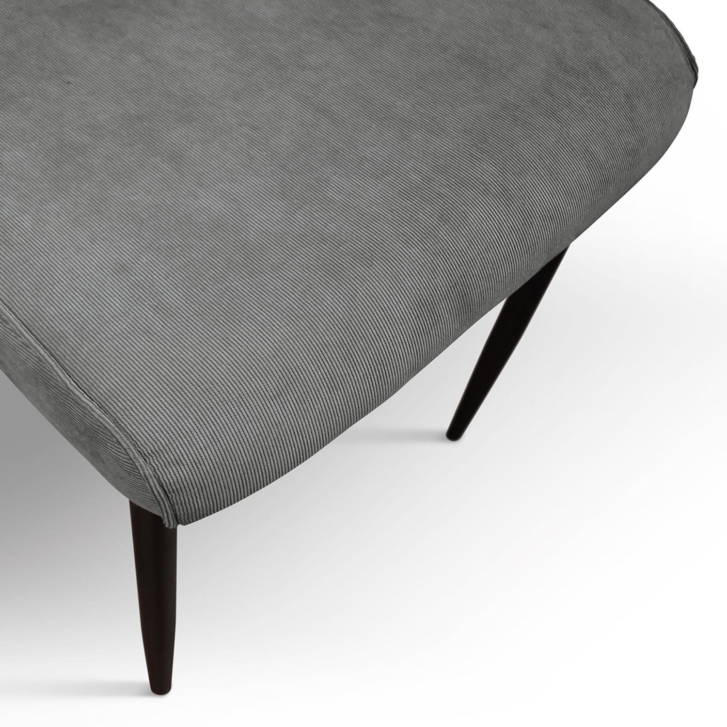 Set di 4 sedie LUBIANA in tessuto grigio e gambe in metallo nero opaco