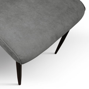 Set di 4 sedie LUBIANA in tessuto grigio e gambe in metallo nero opaco