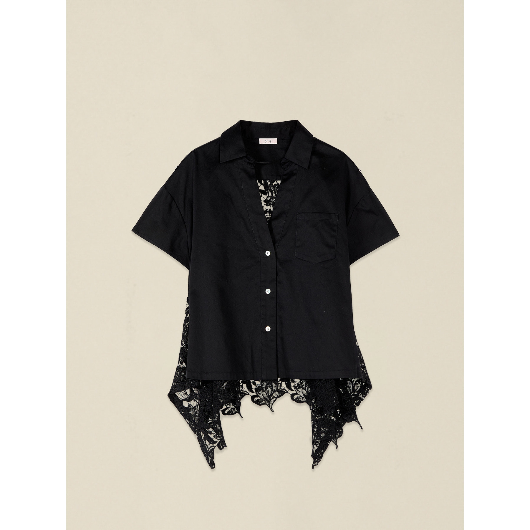 Oltre - Camicia con retro in pizzo - Nero