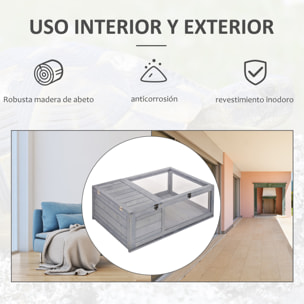 Casa para Tortugas de Madera Terrario para Reptiles con Techo de Malla Paneles Laterales Transparentes Extraíbles y Pestillo de Seguridad Caseta para Tortugas 91x60,5x32 cm Gris