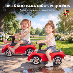 Correpasillos para Bebés de 18 a 36 Meses, Licencia de Porsche, Coche sin Pedales con 2 Faros, Bocina, Sonido de Arranque, para Interior y Exterior, 63x28,5x38 cm, Rojo