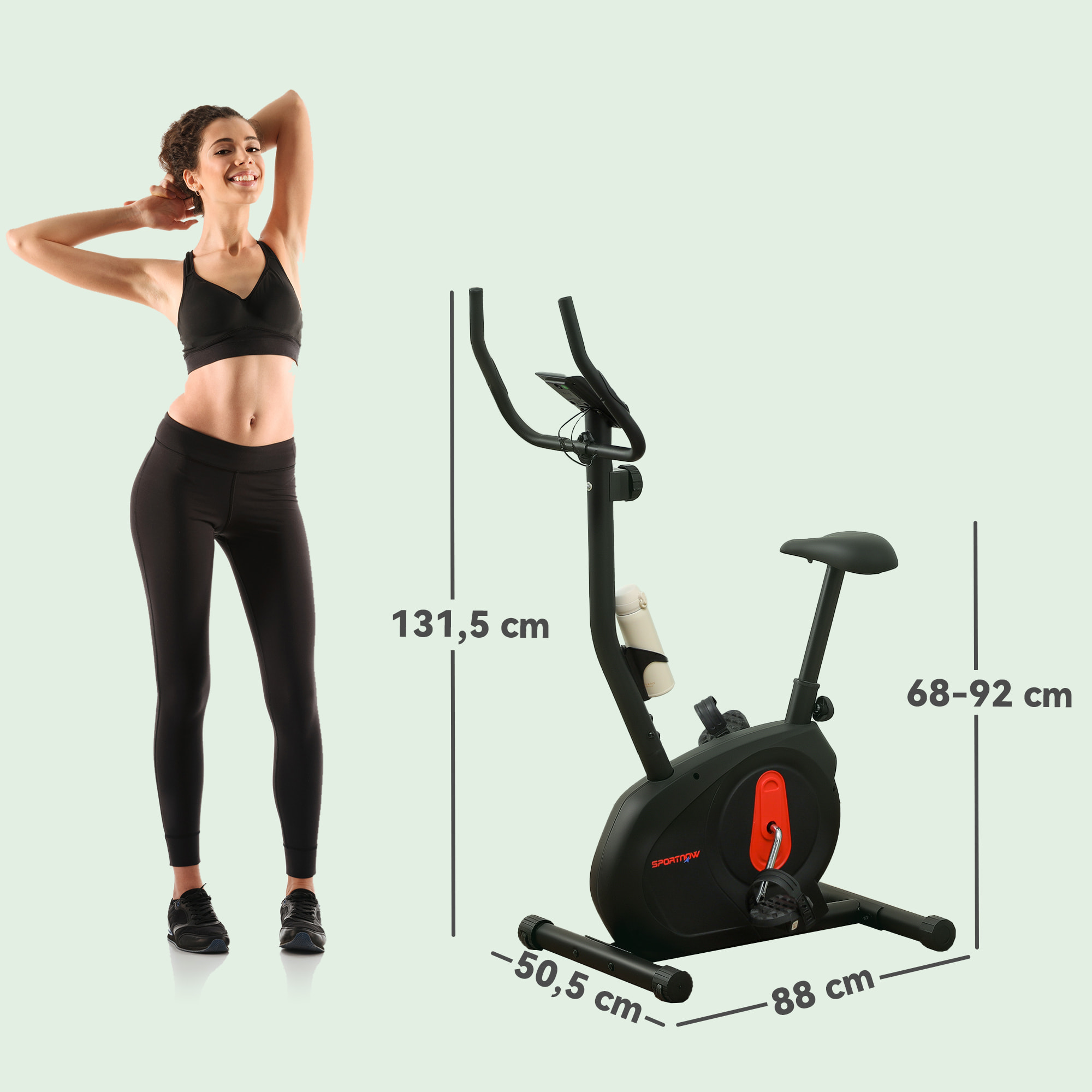 Bicicleta Estática en Casa con Resistencia Magnética Ajustable Bici Estática Silenciosa con Volante Sensor de Frecuencia Asiento Regulable Pantalla LCD y Soporte de Teléfono Carga 100 kg