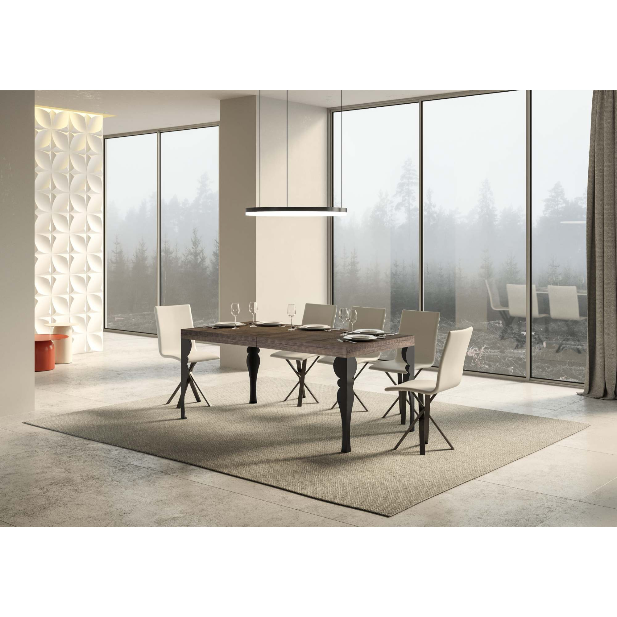 Tavolo allungabile 90x200/460 cm Paxon noce telaio Antracite