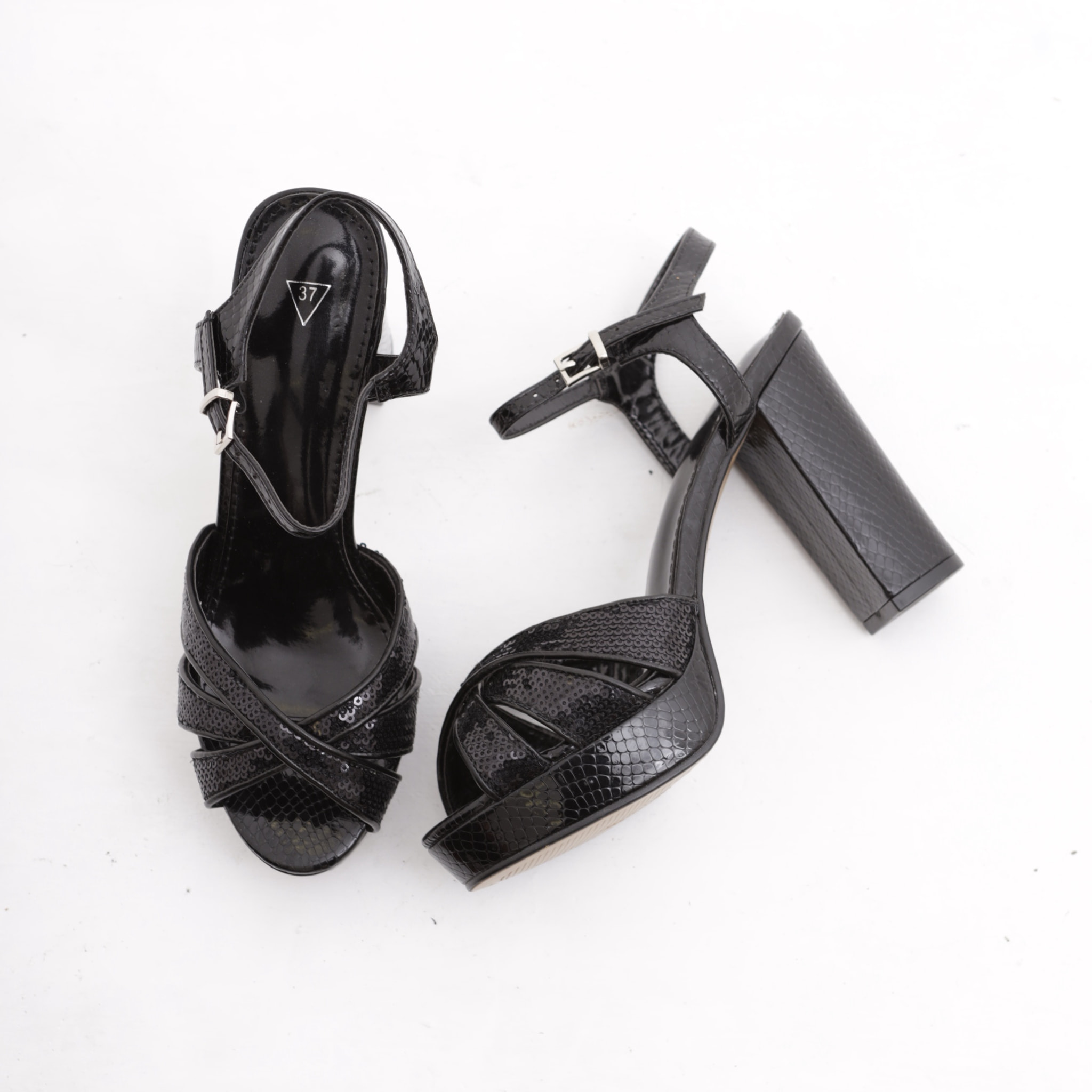 SANDALO PLATEAU PAILLETTES CHOCOLA' NERO