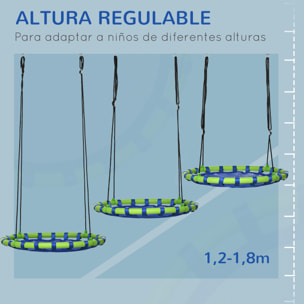 Columpio Infantil Nido con Altura Ajustable Columpio Redondo de Árbol para Niños de 3-8 Años Carga 150 kg para Exterior Ø100x120-180 cm Azul