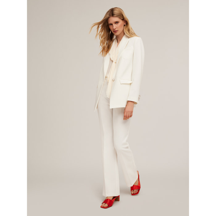 Motivi - Chaqueta de traje de abotonadura simple en tejido crepé - Blanco