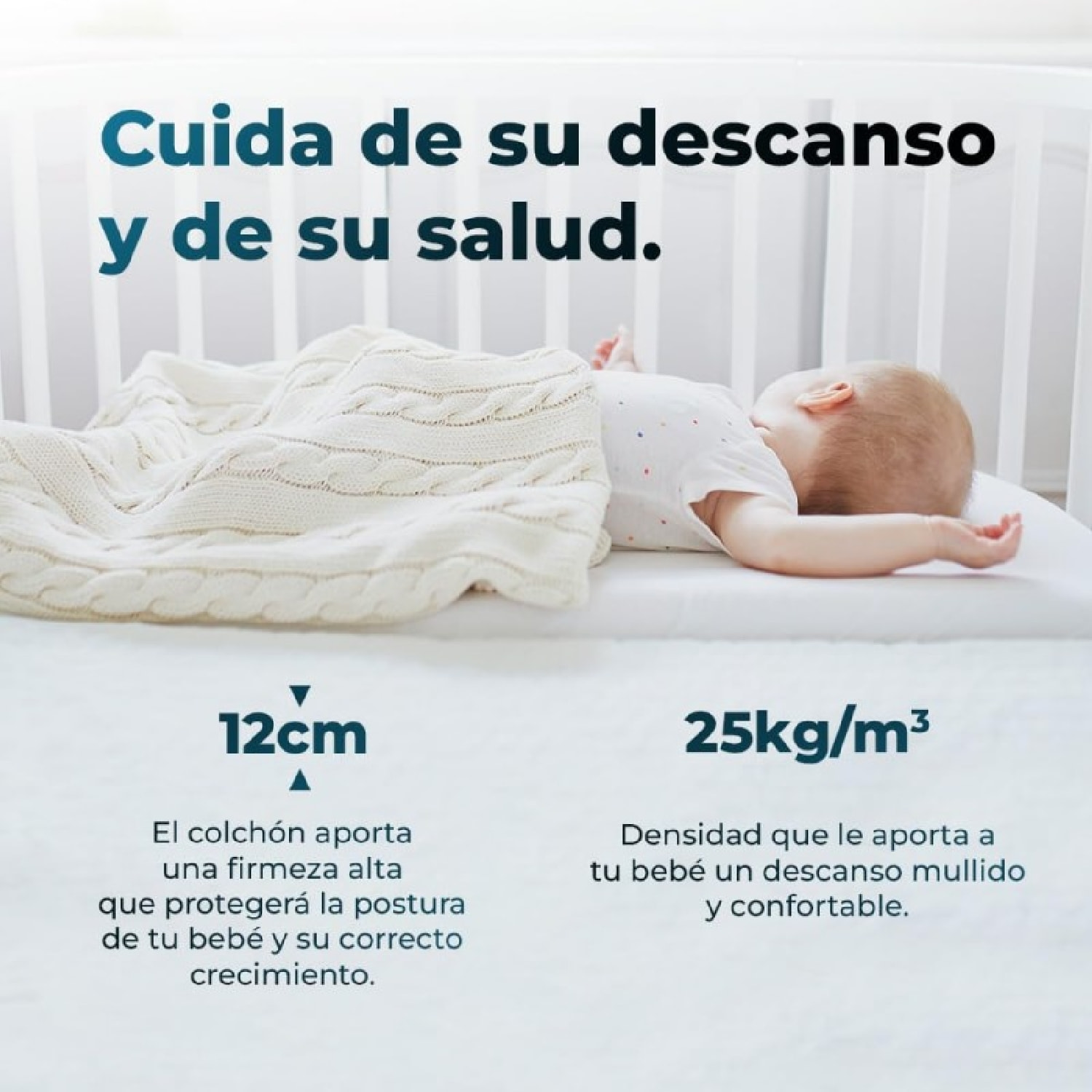 Cecotec Colchón de Cuna Flow BabyDream Soft. 120x60 cm Núcleo BabyFoam Firmeza A