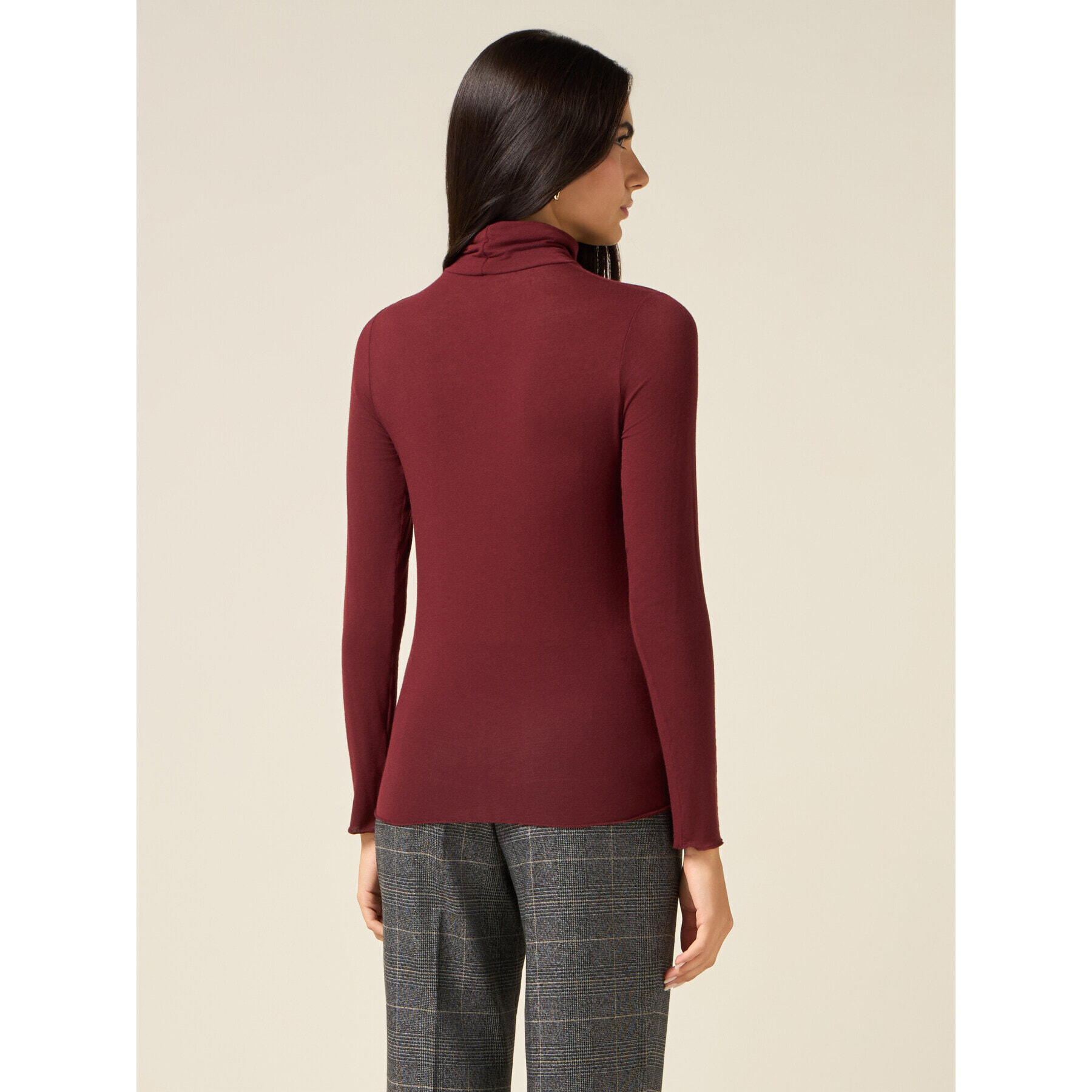 Oltre - T-shirt dolcevita misto modal - Bordeaux