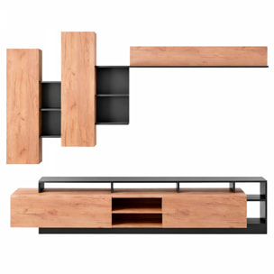 Parete attrezzata mobile da soggiorno mobile da tv moderno  260 x  43.6 x 171.5 cm Rovere e Antracite