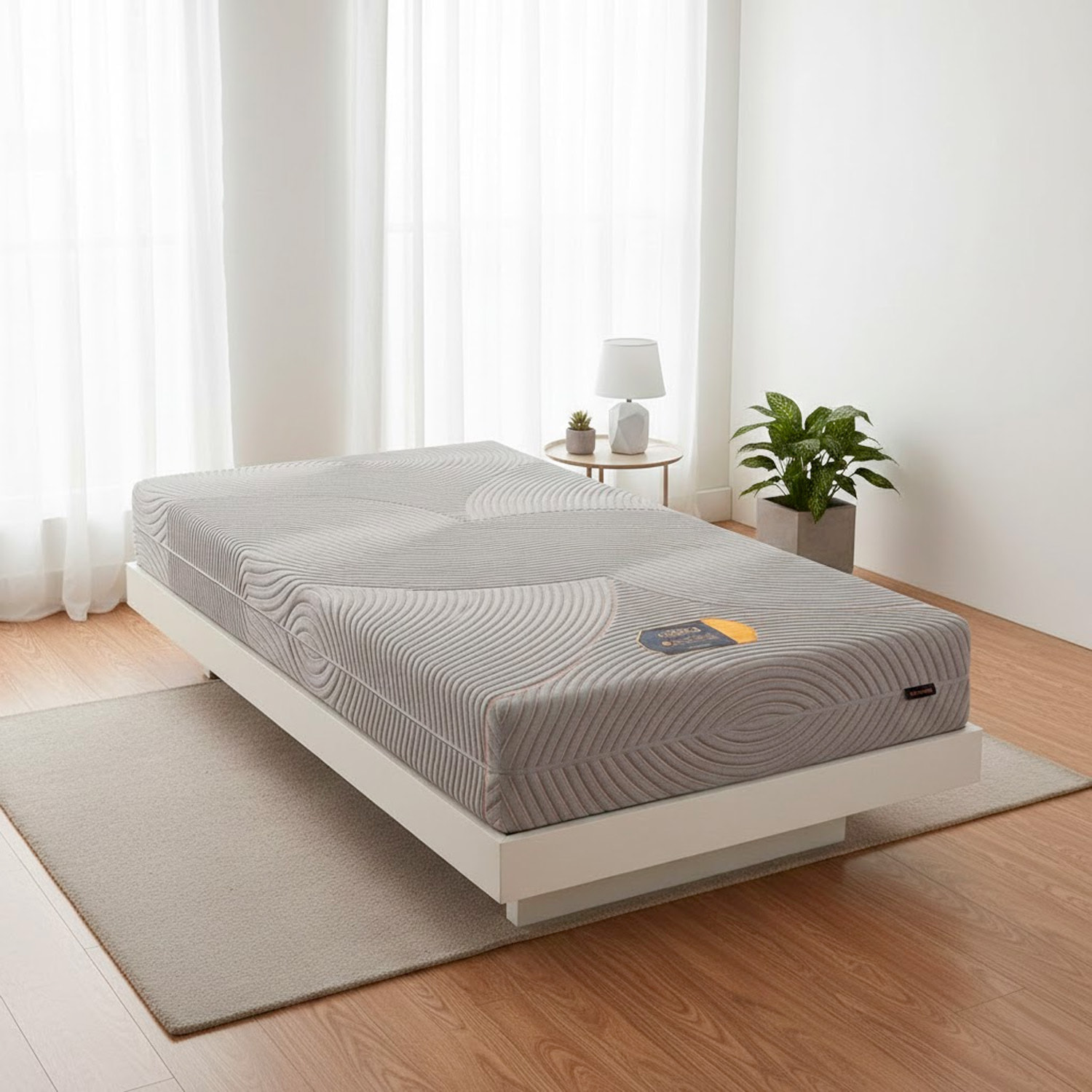 Materasso Singolo Memory Foam Double Face H3/H4 Ergonomico Medio Rigido Sfoderabile Traspirante Con Supporto Ortopedico 80 x 190 x 23 Cm Grigio