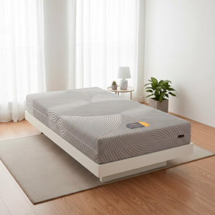 Materasso Singolo Memory Foam Double Face H3/H4 Ergonomico Medio Rigido Sfoderabile Traspirante Con Supporto Ortopedico 80 x 190 x 23 Cm Grigio