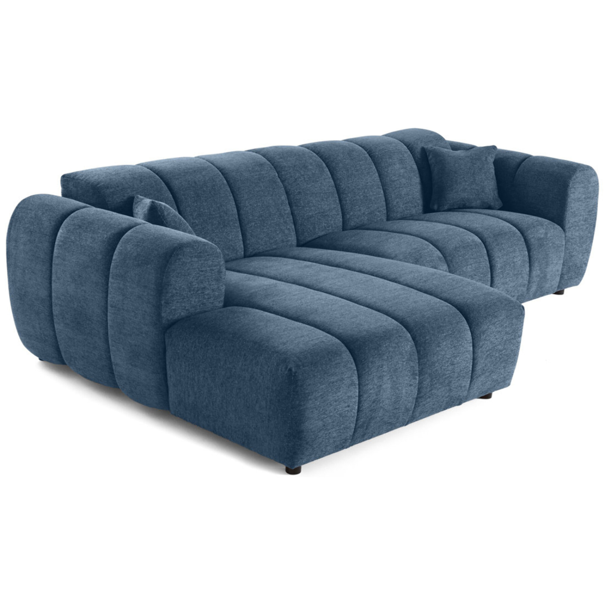 Curtis - canapé d'angle gauche 4 places en tissu texturé - Bleu