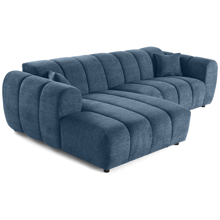 Curtis - canapé d'angle gauche 4 places en tissu texturé - Bleu
