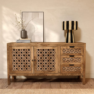 Lampe rayée noire en feuille de palmier - Soléa