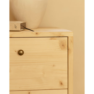 Table de chevet en bois massif avec deux tiroirs en ton naturel de 51x38cm Hauteur: 50.5 Longueur: 37.5 Largeur: 36