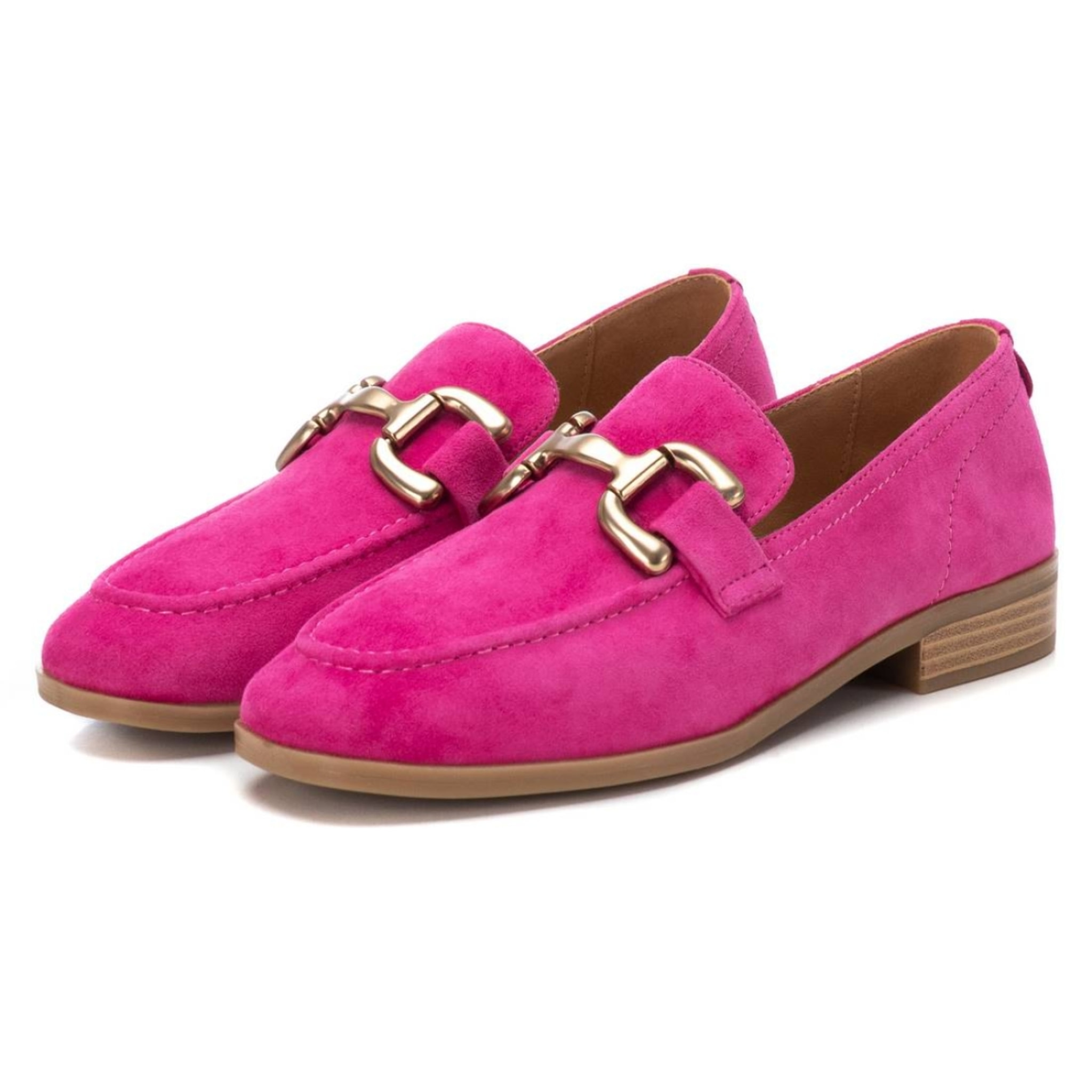 Zapato mocasín de piel fucsia