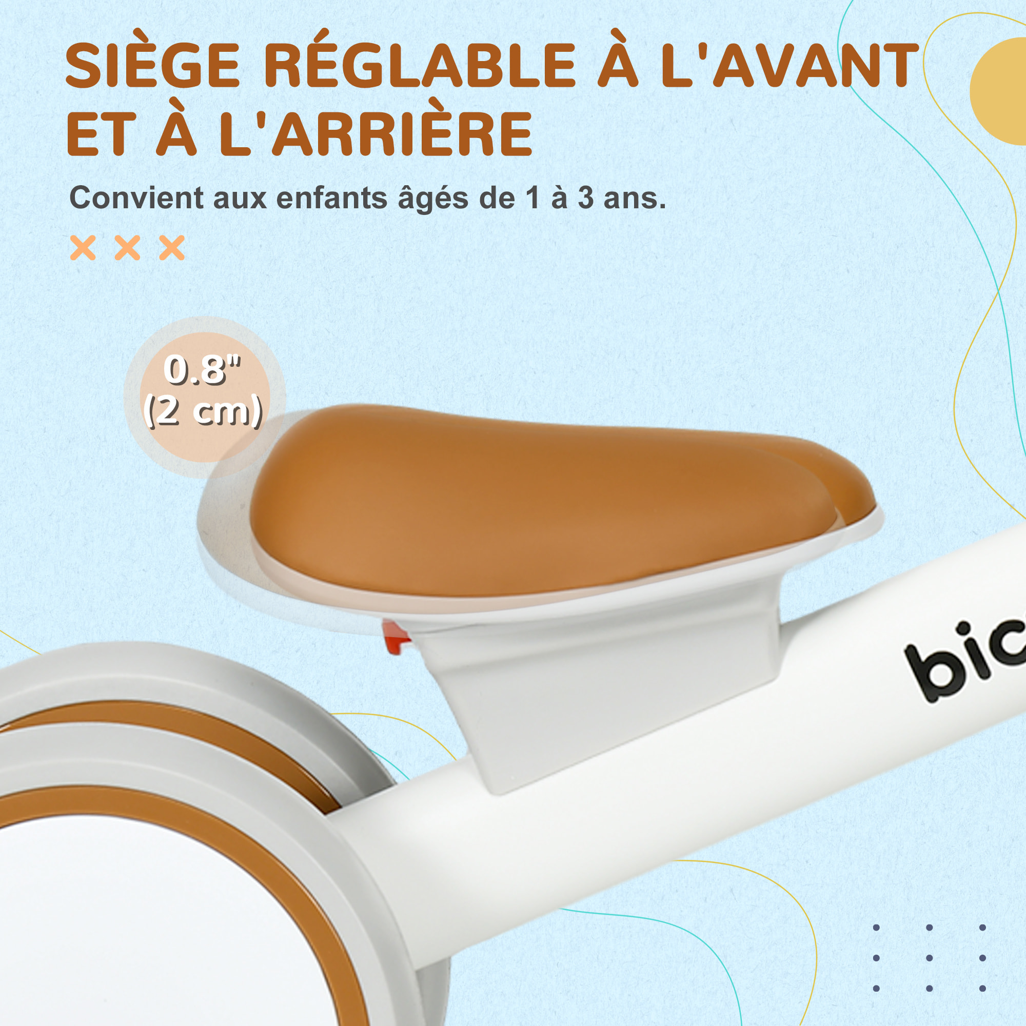 Draisienne enfant 4 roues évolutive - porteur - selle réglable, guidon ergonomique - cadre alu roues EVA marron