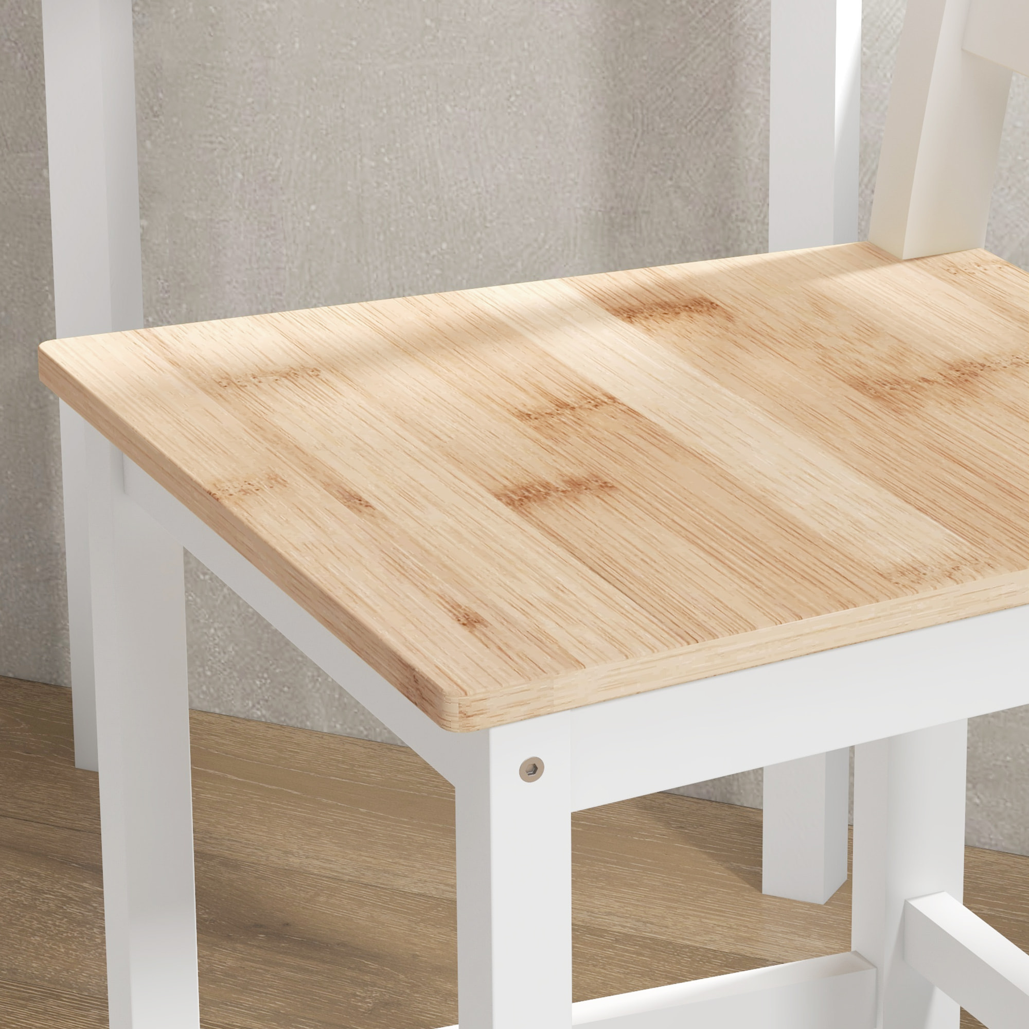 Conjunto de 2 Taburetes de Bar Altura Asiento 60,2 cm Taburetes de Cocina de Madera con Respaldo y Reposapiés Carga 120 kg para Comedor Salón Natural y Blanco