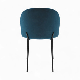 Pack 4 chaises en velours jaune moutarde et bleu foncé - Karl