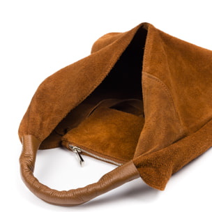 Agnana Borsa Shopper Donna. Pelle autentica Camoscio e Dollaro.