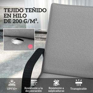 Pack 2 Cojines para Tumbonas Plegables Colchonetas para Tumbonas de Jardín Exterior 193x58x6 cm con Correas de Sujeción Protección UV Resistente a Salpicaduras Gris