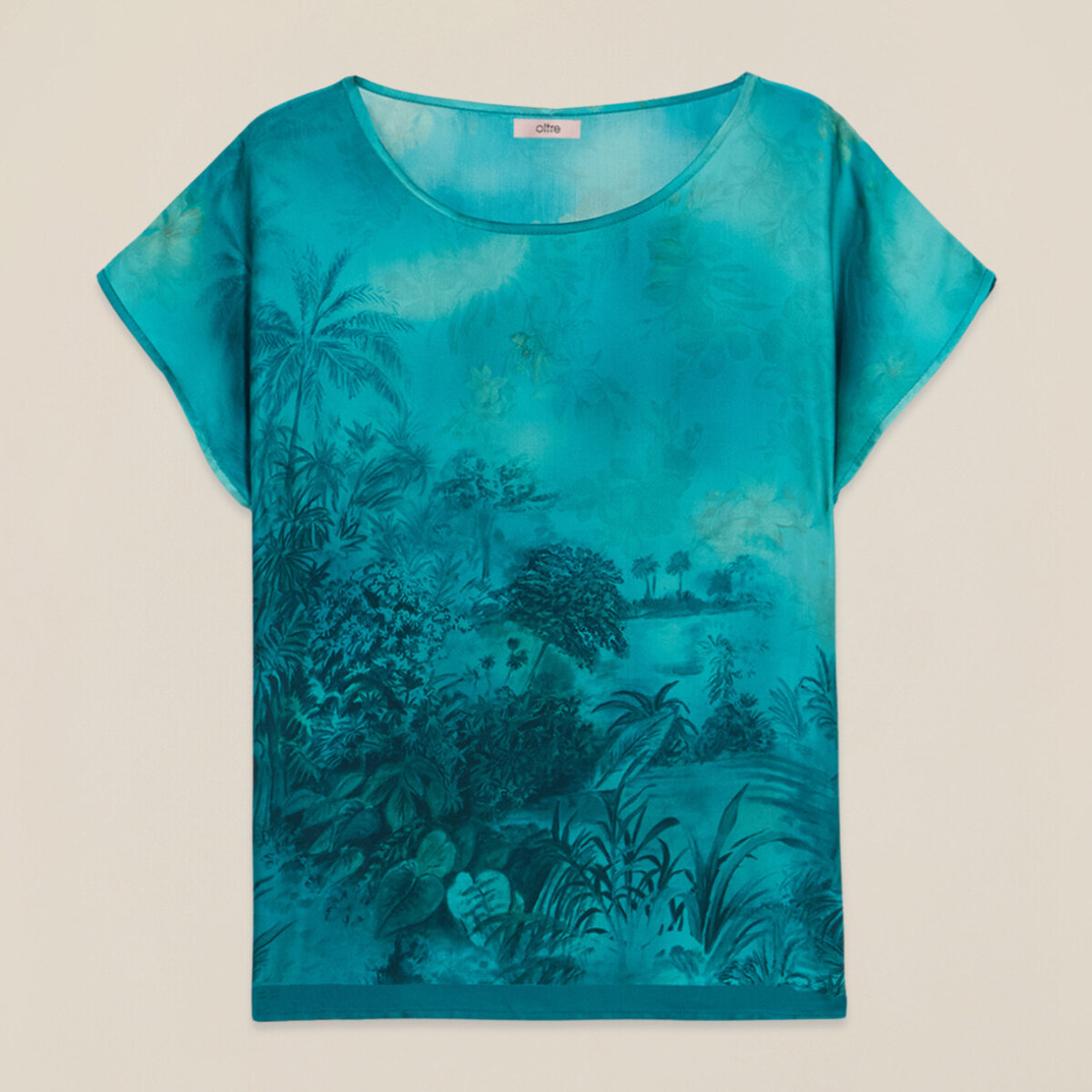 Oltre - Blusa in raso fantasia - Azzurro