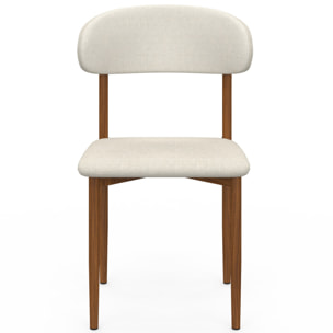 Chaises Callisto tissu beige pieds effet noyer - lot de 6