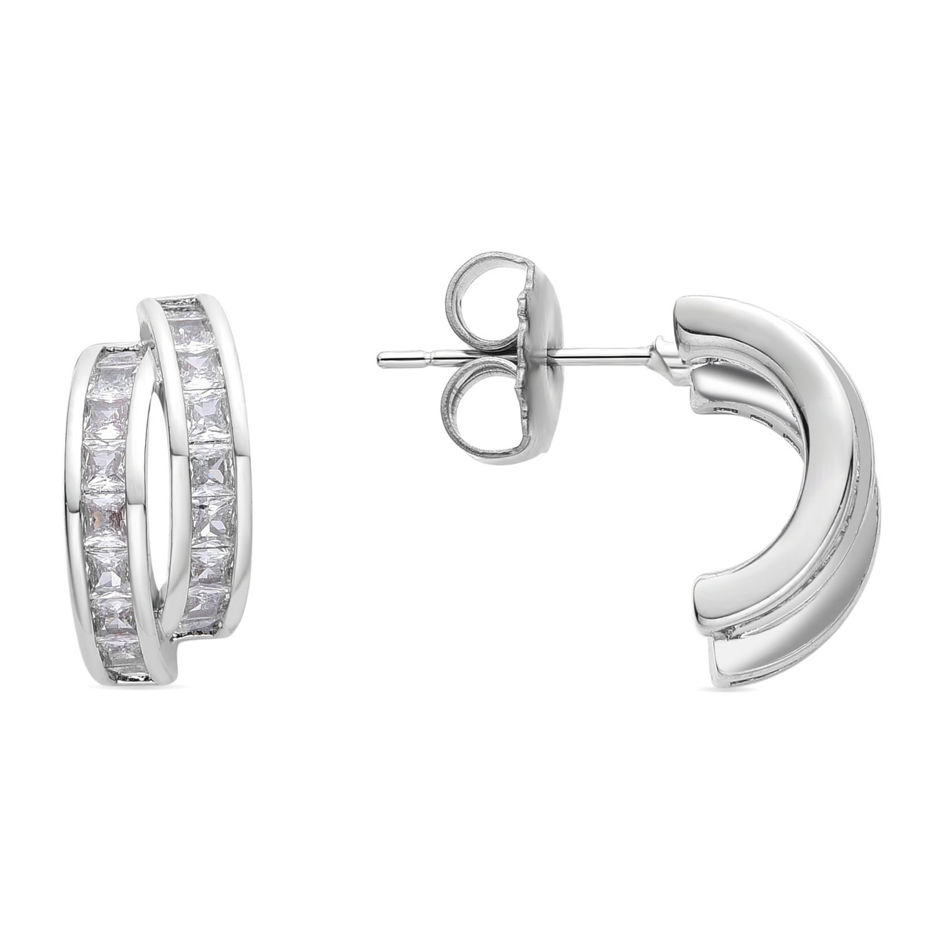 Pendientes de Circonita Brillante acabados en rodio