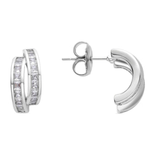 Pendientes de Circonita Brillante acabados en rodio