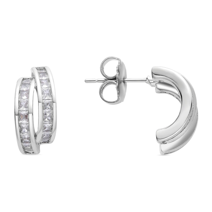 Pendientes de Circonita Brillante acabados en rodio