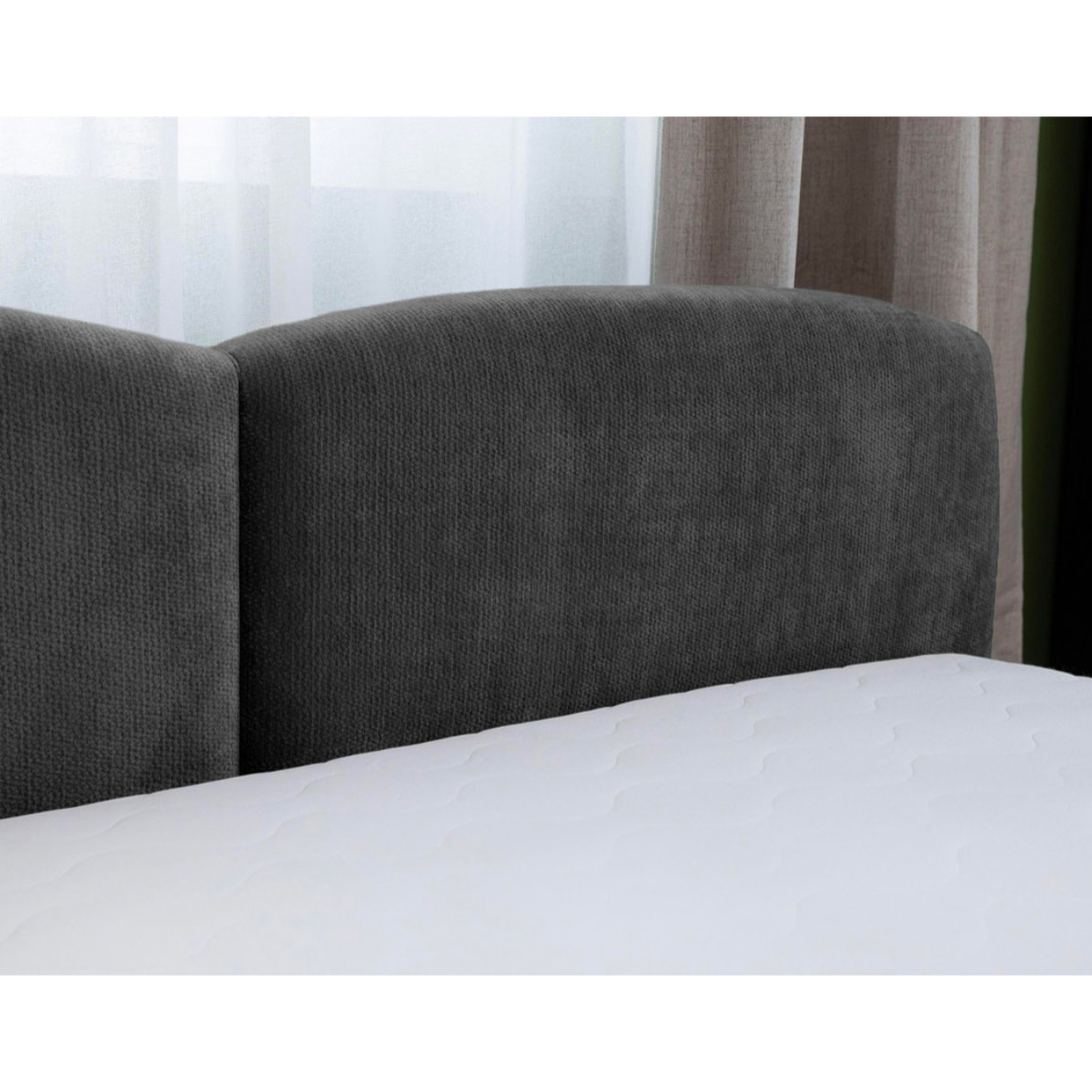 Carla - lit coffre - 160x200 cm - en velours texturé - sommier inclus - Gris Anthracite