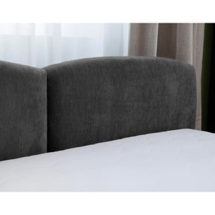 Carla - lit coffre - 160x200 cm - en velours texturé - sommier inclus - Gris Anthracite
